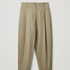 COS rounded cotton trousers pleat high waisted 8